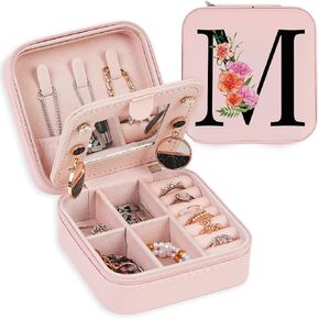 Travel Jewelry Case Jewelry Box, Travel Essentials Accessories for Women, Ring Necklace Earring Jewelry Holder Organizer Box with Mirror, Gifts for Women Mom Grandma Birthday Valentine's Day