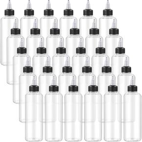 Tanlade 50 Pack 3.4 oz Condiment Squeeze Bottles for Liquids Empty Applicator Bottle Plastic Round PET Twist Top Condiment Squeeze Bottles Squirt Bottles with Twist Caps for Inks, Oils, Crafts