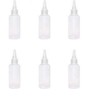 lasenersm 6 Pieces Plastic Squeeze Bottles 2oz Small Squeeze Bottles Plastic Bottles Applicator Mini Empty Squirt Bottle with Top Cap for Paint Art Craft Liquids Lotion Glue, Transparent