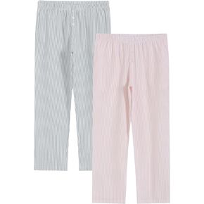 Latuza Women's 2 Pack Cotton Pajama Pants Seersucker Lounge Pants with Pockets