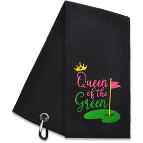 Queen of The Green Embroidered Golf Towel, Women Golf Towel Gift, Golf Accessories for Women, Golf Gift for Women Sister Mom, Retirement Birthday Gifts for Women Boss Golf Fans Golfer