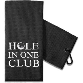 Funny Golf Towel Gift for Dad, Retirement Gifts for Men Golfer, Funny Golf Towel for Men, Embroidered Golf Towels for Golf Bags with Clip (Hole in one Club)