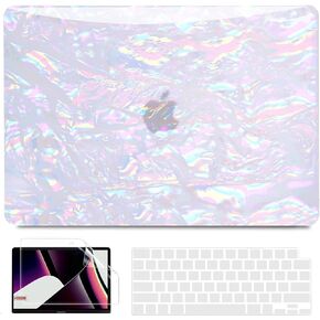 B BELK Compatible with MacBook Pro 14 inch Case 2025 2024 2023 2022 2021 M4 A3112 A3185 A3401 M3 A2918 A2992 M2 A2779 M1 A2442, Plastic Hard Shell Case +Keyboard Cover +Screen Protector, Shiny Pearl