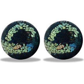 قطعتان من الأجرام السماوية الزجاجية المزخرفة مقاس 3.34 بوصة فسيفساء كراكل كرة صلبة للطاولة كرات مركزية أوعية مزهريات لتزيين حفلات الكريسماس - أخضر in Kuwait