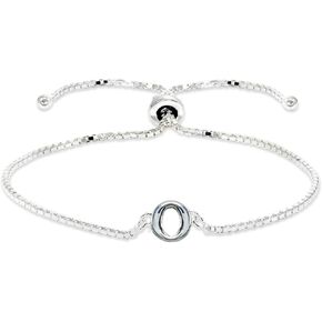 B. BRILLIANT Initial Bracelet for Women Girls Sterling Silver Lowercase Alphabet Letter Name Personalized Gifts Adjustable Bracelets, A-Z