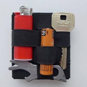 Square Grid Pocket Organizer for EDC USB Flashdrive Keys Organizers Carry in Pocket Kit Keep Small Objects Organized and Accessible, Nylon (7X8 CM) Black