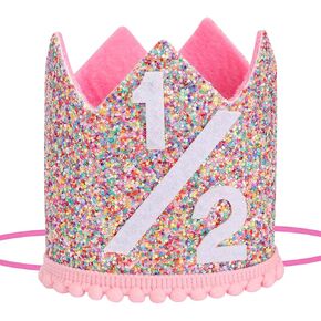 Birthday Rainbow Crown Hat for Baby, Half Birthday Crown Hat for Baby, Boy Girl Birthday Party Hat in Kuwait