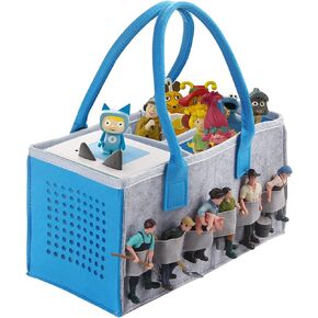 Chedin Carrying Bag Case for Toniebox Starter Set and Tonies Figurines, Home Outdoor Hand Storage Travel Felt Bag for Toniebox Accessories Protective Cover Organiser (Gray+Dark grey)
