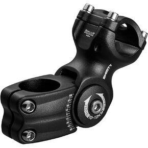 Adjustable Bike Stem 25.4/31.8 0-60 Degree 90/110/130mm Length Bicycle Stem Riser for Handlebar- Black Aluminum Alloy