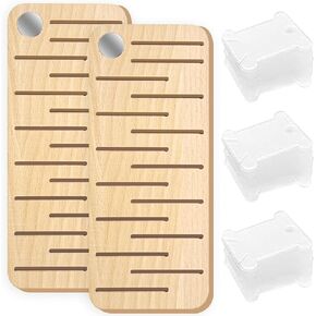Premium Beech Wood Floss Organizer - 2 Pcs with 30 Plastic Floss Bobbins | 15 Positions Each Holder