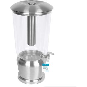 BirdRock Home 5 Gallon Stainless Steel Beverage Dispenser with Ice Container, Spigot - Round - Lemonade Sangria Tea Water Drink Jar Jug - Home Parties - BPA Free Clear Acrylic in Kuwait