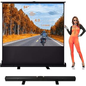 شاشة عرض يدوية من Lesolar 84 بوصة 4: 3 ستائر من الألياف الزجاجية باللون الرمادي 4K HD شاشات عرض فيديو محمولة وقابلة للسحب للأماكن الداخلية والخارجية والمنزل والفندق والمكاتب المدرسية in Kuwait
