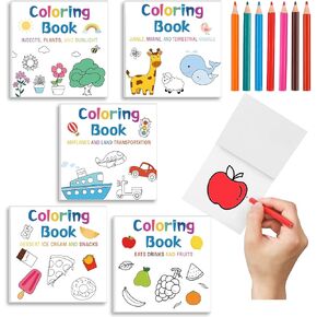 Sinload 5 Pcs Mini Coloring Book with 12 Colored Pencils Pocket Size Small Activity Books Bulk for Adult Coworkers Gifts School Home Classroom Travel Art Craft Party Favors in Kuwait