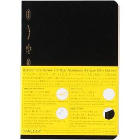 Nitoms S4115 STALOGY Notebook, A6, Squared, 1/2 Ear, Black