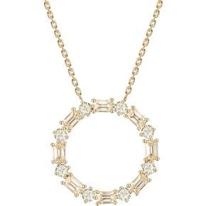 14K Solid Gold Emerald cut Moissanite Circle of Life Round Pendant Necklace for Women Diamond Round-Cut Pendant Birthday Gift Jewelry for Her 16" + 2"