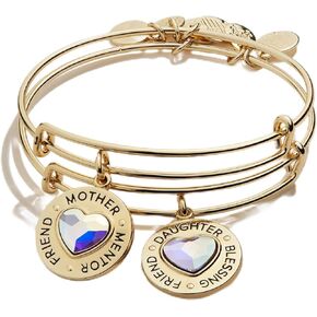 Alex and Ani A21MDAYSETSG,Friend and Mentor Set of 2,Shiny Gold,Clear, Bracelets
