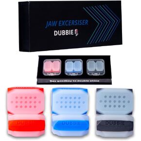 Dubbie Not Damage Teeth Jawline Exerciser, 3 Resistance Levels, 6 pcs Silicone Jawline Exerciser Tablets for Men & Women, Facial Fitness Trainer, Acne Treatment & Slimming Device