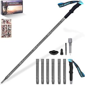 Hiking Stick Walking Staff - Detachable Trekking Pole Multitool for Man Women (7 Tube