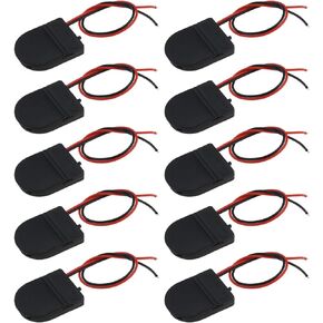 10PCS 3V 1 x CR2032 Battery Holder Coin Button Cell Battery Holder Case Socket Box with ON/Off Switch Lead Wire 26AWG Black