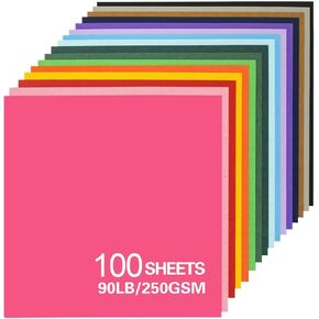 100Sheets Black Cardstock Paper, 12x12 Card stock for Cricut, Thick Construction Paper for Card Making, Scrapbooking, Craft 90 lb / 250 gsm