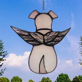 Dog Memorial Gifts for Loss of Dog Hanging Angel Pet Dogs Sympathy Bereavement Rememberance Gift Pets Passing Away Window Wall Ornaments for Dog Lovers (White Dog)
