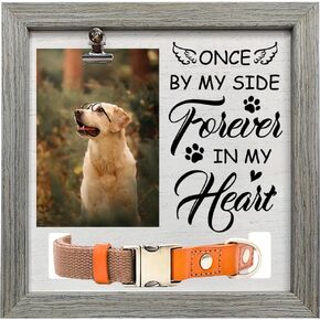 FINGERINSPIRE Pet Memorial Picture Frame 9x9 inch Best Friends Come Into Our Lives and Leave Pawprints on Our Hearts Wood Pet Picture Frame with Photo Clip & Collar Holder Dog Cat Photo Frame