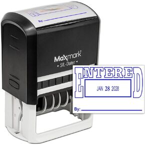 MaxMark Large Self-Inking Rubber Date Office Stamp with Received Phrase & Date - Red Ink, 12-Year Band - Style 5