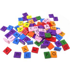 Honbay 100PCS Colorful A-Z Capital Letter Tiles Wooden Scrabble Tiles for Craft Projects, Shadow Box, Scrabble Game, Christmas Decoration, etc