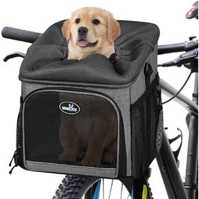 Lixada Bike Basket for Dogs Foldable Removable 12x10.2x13.8'' with Rainproof Cover, Pet Bicycle Carrier Backpack Multfunctional Dog Pet Bike Carrier, Max Bearing Weight: 12lbs