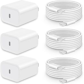 i Phone 15 Charger Fast Charging 3-Pack, 20W USB C Charger Block with 6Ft USB-C to USB-C Charger Cord Compatible with i Phone 15/15 Pro/15 Plus/15 Pro Max, i Pad Pro 12.9" 5/4/3, i Pad Pro 11" & More