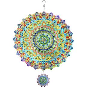 Metal Wind Spinner 12inch 3D Stainless Steel Garden Sculpture Hanging Flower Wind Spinner for Outdoor & Indoor Decorations, Wind Spinner Gifts for Women Mom Grandma Wife