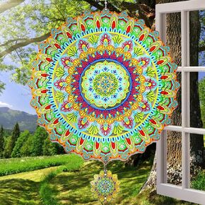 Metal Wind Spinner 12inch 3D Stainless Steel Garden Sculpture Hanging Flower Wind Spinner for Outdoor & Indoor Decorations, Wind Spinner Gifts for Women Mom Grandma Wife