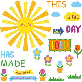 150 Pcs Religious Classroom Bulletin Board Sets Lord Bulletin Board Inspired Christian Bulletin Board Set Spring Bulletin Board Cutouts Decoration for Sunday School Classroom Wall Decor
