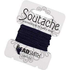 Craft County 3 Yards of 3mm Rayon Soutache Cord – for Beading, Jewelry Making, Ornamental Braiding, and Much More (Black)
