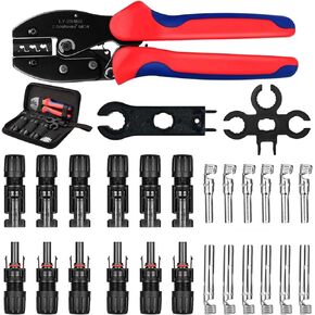 Kohree Solar Crimper Tool Kit: Connector Kit for Solar Panel Connectors - 12 Pairs of Solar Cable Connectors, 2 Spanner Wrench, 1 Wire Crimper, for 2.5/4/6mm² Solar Panel Cable Extension Assembly
