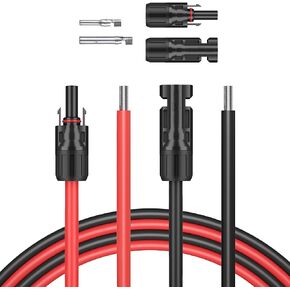 5 Feet 10AWG(6mm²) Solar Panel Wire, 10 Gauge 5FT Black & 5FT Red Tinned Copper Extension Cable Kits with Female and Male Connector for RV Home Boat and Any Other Off-Grid Applications