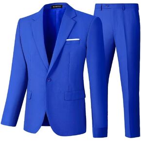 Wangyue Mens 2 Piece Suit Slim Fit Suits One Button Notch Lapel Formal Wedding Groomsmen Suits for Man