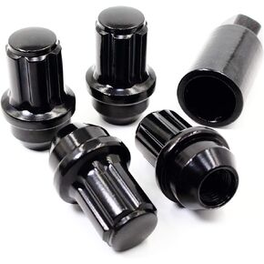 Set of 4 Veritek 14x1.5mm 2.0 Inch 22mm Hex Black Large Acorn Conical Seat Wheel Locks for Factory Wheels