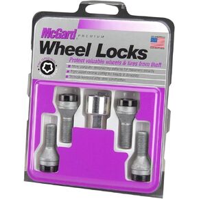 McGard 27316 Black Bolt Style Cone Seat Wheel Lock Set (M12 x 1.25 Thread Size) - Set of 4 Locks and 1 Key