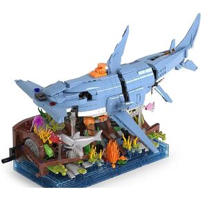 Hammerhead Shark Building Set; Build-and-Display Model for Adults; Functional Sea Scene Display; Home Decor Gift for Adults with a Passion for Ocean (1144 Pieces)