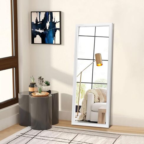 NeuType Wall-Mounted Mirror 43"x16" Rectangular Hanging Mirror Wall Mirror Hanging or Leaning Against Wall Best for Bedroom Living Room Dressing Mirror Polystyrene Frame,Origin White(No Stand) in Saudi Arabia