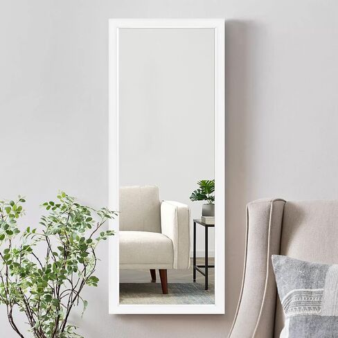 NeuType Wall-Mounted Mirror 43"x16" Rectangular Hanging Mirror Wall Mirror Hanging or Leaning Against Wall Best for Bedroom Living Room Dressing Mirror Polystyrene Frame,Origin White(No Stand) in Saudi Arabia