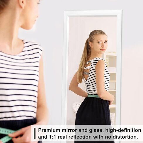 NeuType Wall-Mounted Mirror 43"x16" Rectangular Hanging Mirror Wall Mirror Hanging or Leaning Against Wall Best for Bedroom Living Room Dressing Mirror Polystyrene Frame,Origin White(No Stand) in Saudi Arabia