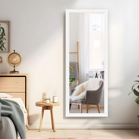 NeuType Wall-Mounted Mirror 43"x16" Rectangular Hanging Mirror Wall Mirror Hanging or Leaning Against Wall Best for Bedroom Living Room Dressing Mirror Polystyrene Frame,Origin White(No Stand) in Saudi Arabia