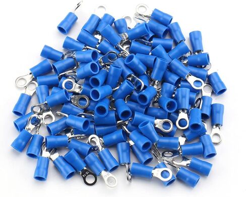 Baomain Ring Terminals Connector Stud Size #8 RV2-4S AWG 16-14 Blue Cap Insulated (1000PCS) in Saudi Arabia