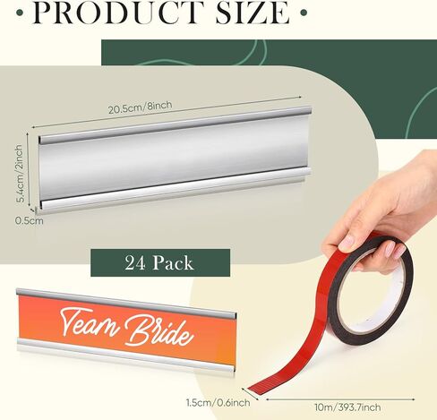 12 Pack Aluminum Name Plate Holder 2" x 8" Wall Mount Office Door Name Plate Holder and Double Sided Tape for Meeting Room, Office, Business, Reminding Area, Desk Name Plate Holder in Kuwait