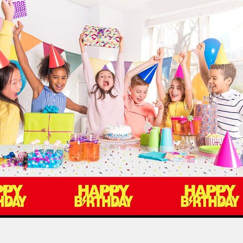 3 Pack 54" x 108" Red White Plastic Pleated Classic All-Season Birthday Tablecloth in Saudi Arabia