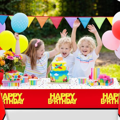 3 Pack 54" x 108" Red White Plastic Pleated Classic All-Season Birthday Tablecloth in Saudi Arabia