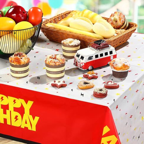 3 Pack 54" x 108" Red White Plastic Pleated Classic All-Season Birthday Tablecloth in Saudi Arabia