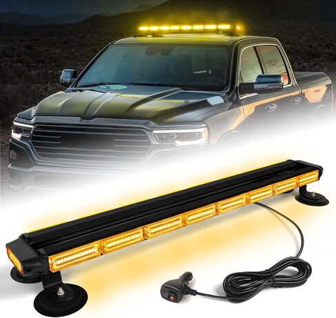 34inch 166 LED Emergency Rooftop Strobe Lights Bar Flashing Safety Traffic Advisor Warning Hazard Snow Plow Light W/Magnet Base for Work Trucks Vehicles Construction Tow Pickup Amber White in Saudi Arabia